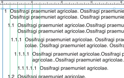 TEXT OCH TYPOGRAFI Användningen av värdet för Minsta avstånd mellan punkten/numret och texten Du kan använda en dispositionsstil i texten på två olika sätt: Välj dispositionsstilens namn i menyn /123