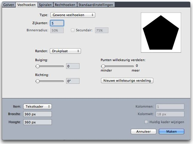 XTENSIONS-PROGRAM Fliken Polygoner i dialogrutan ShapeMaker Fliken innehåller följande inställningar: På menyn Typ anger du vilken typ av polygon du vill skapa.