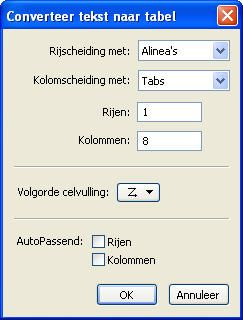 BLOCK, LINJER OCH TABELLER Dialogrutan Konvertera text till tabell 3 Om du vill skapa textceller som expanderas när du lägger till text, använder du inställningarna i området Automatisk anpassning.