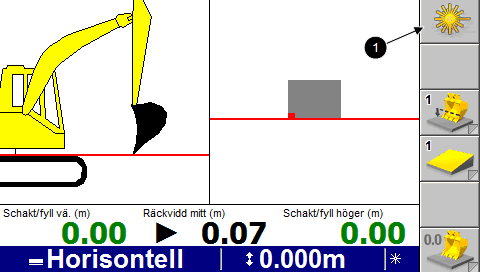 Använda kontrollenheten och ljusramperna 2 Ikon Beskrivning Spegelvänd profil Välj referenslinje (med stöd för GPS-mottagare) Bestäm fixhöjd Bestäm fixhöjd (med stöd för GPS-mottagare) Bestäm