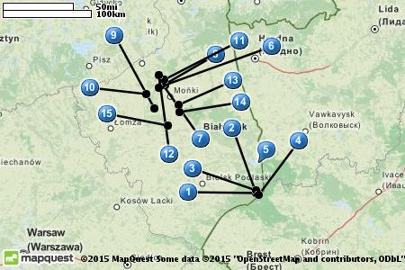 POLEN 1. Bialowieza 2. Palatsparken 3. Nationalparken Bialowieza 4. Östra bron 5. Siemianowka Reservoir 6. Goniadz 7. Bundre 8.