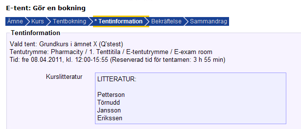 Namnge tenten efter kursens namn. Skriv in kurskoden. Ifall det finns flera versioner av samma tent, skriv dessutom in ett tillägg, t.ex. HT10, så att de olika tenterna går att skilja från varandra.