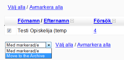 5 Arkivering av prestationer Du kan spara tentprestationer i systemets arkiv. Tenten försvinner då från vyn Översikt men hittas istället under fliken "Arkiv". (Se punkt 3.1).