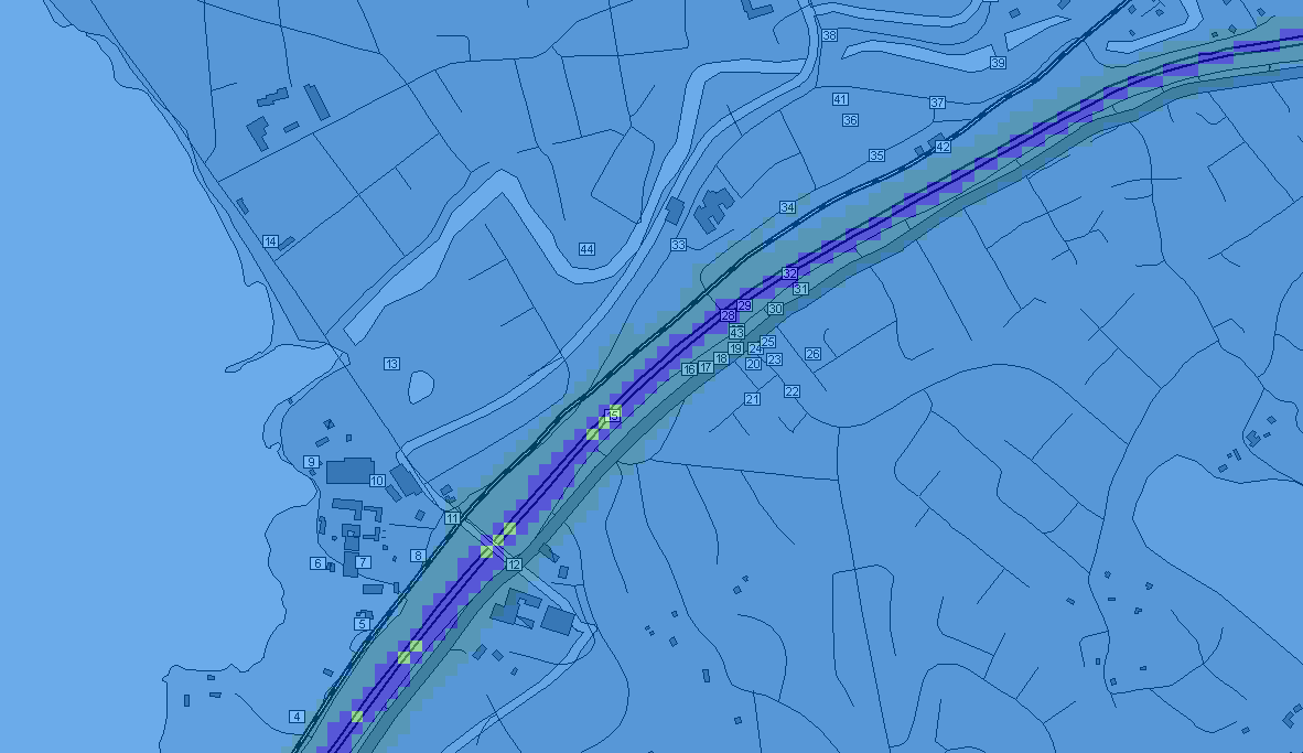 Figur 19. Årsmedelvärdet av kvävedioxid år 2020 med trafikplats. Figur 20.