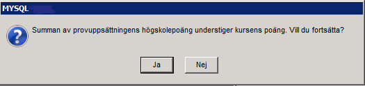 1 2 3 4 6 5 6. OBS! Det går att kontrollera om det finns prov som inte är kopplad till någon provuppsättning. Välj då radioknappen Visa prov utan provuppsättning. Visas denna ruta välj knappen Ja.