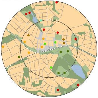 27 NYBRO Bebyggelsestruktur Obebyggd mark Målpunkter Hinder och hänsyn Nybro ligger ca 30 kilometer ifrån Kalmar och ca 80 kilometer ifrån Växjö.