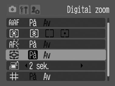 Använda digital zoom Fotografering Genom att kombinera den digitala och den optiska zoomen kan du zooma in bilderna som ska fotograferas.