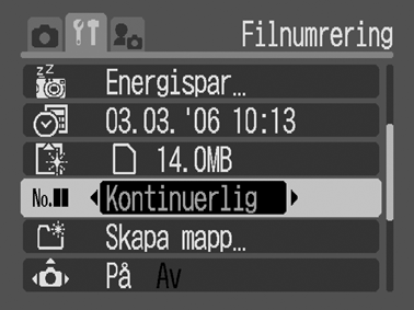 Ange dag och klockslag då en mapp ska skapas automatiskt 2 Tryck på eller och välj dag för alternativet [Skapa autom.] och ett klockslag för [Klockslag] MENU.