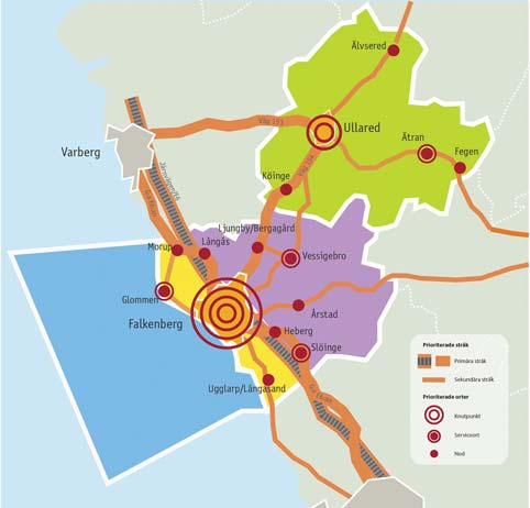 5 KOMMUNIKATIONER Översiktsplan Falkenbergs kommun Fokusunderlag Persontransporter REGIONAL KOLLEKTIVTRAFIK Den framtida kollektivtrafiken kommer enligt Region Hallands strategiska