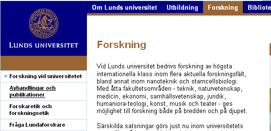 LUNDS UNIVERSITET Publikationsdatabasen en bibliotekstjänst?