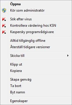 A N V Ä N D A R G U I D E GENOMSÖKA FILER, MAPPAR, DISKAR OCH ANDRA OBJEKT EFTER VIRUS Du kan använda följande metoder för att söka igenom ett objekt efter virus: med hjälp av objektets snabbmeny