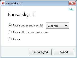 A N V Ä N D A R G U I D E PAUSA OCH ÅTERUPPTA DATORNS SKYDD När du pausar skyddet stängs alla skyddskomponenter av under en viss tid. Så här pausar du datorns skydd: 1.