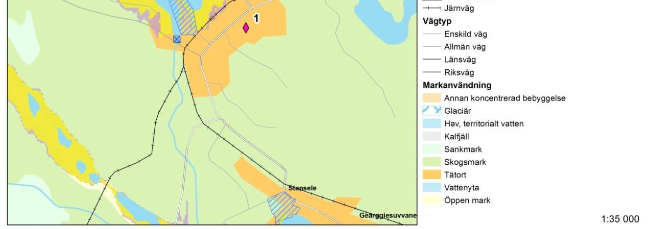 Figur 31. Identifierade riskområden för bebyggelse och kulturmiljö i kommunen kopplat till översvämning i Storuman kommun.