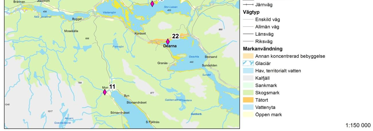 Figur 33. Identifierade riskområden för bebyggelse och kulturmiljö i kommunen kopplat till översvämning i området kring Hemavan.