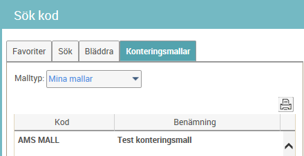 13(48) Mallar hämtas sedan upp via fliken Konteringsmallar vid sökning av objekt/kod. När man är klar med registreringen av fakturan inkl. kontering klickar man på Godkänn.