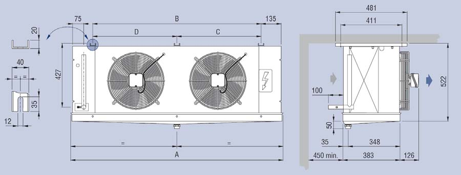 CTE 315 Modell CTE 315 116H3 96M6 84L8ED 174H3 145M6 125L8ED 233H3 194M6 158L8ED 291H3 243M6 209L8ED 349H3 291M6 254L8ED Dimensioner A 1230 1680 2130 2580 3030 B 930 1380 1830 2280 2730 1) Mellanstöd