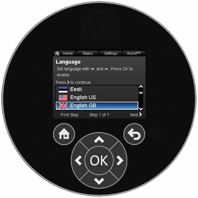 Svenska (SE) 8. Manöverpanel Vid höga vätsketemperaturer kan pumpen bli så varm att beröring av något annat än manöverpanelen kan orsaka brännskador. 10. Menyn "Home" Home Fig.