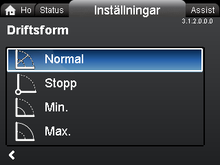Navigering Home > Inställningar > Börvärde Börvärde Ställ in ett börvärde som passar för systemet. Inställning: 1. Tryck på [OK] för att starta inställningen. 2.