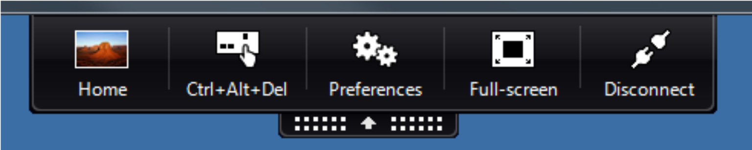 Home: Klickar du på denna så minimeras Citrix-skrivbordet så att du kan jobba med din egen dator.