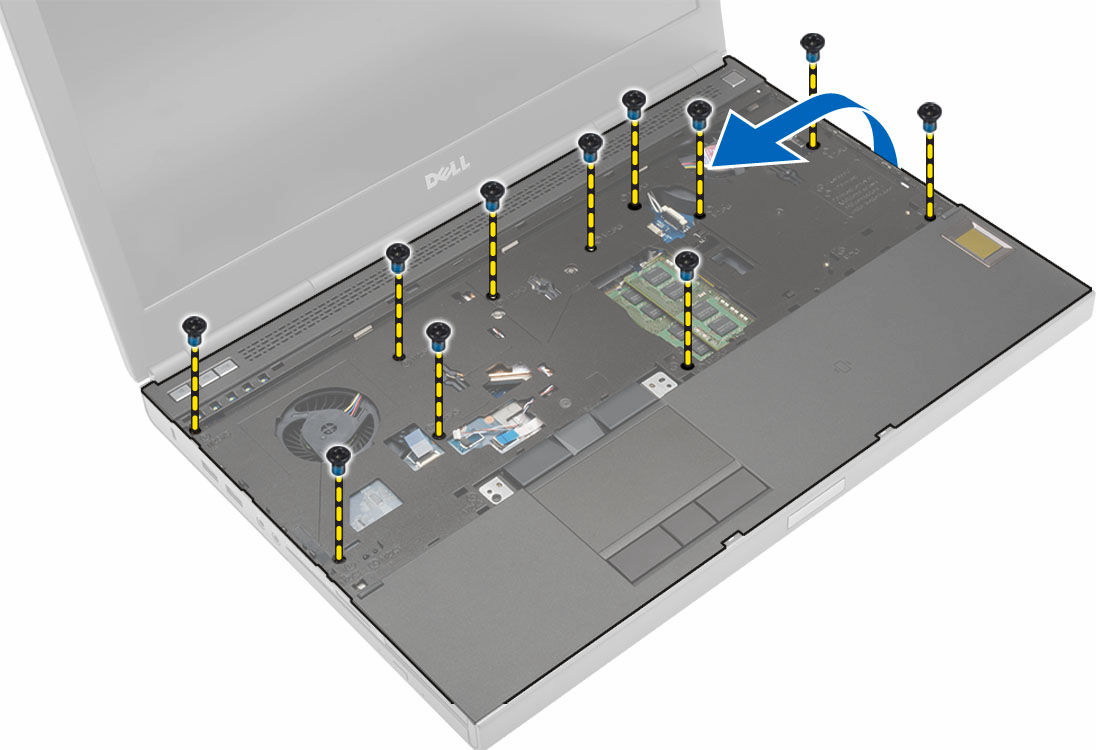 datorn. Installera handledsstödet 1.