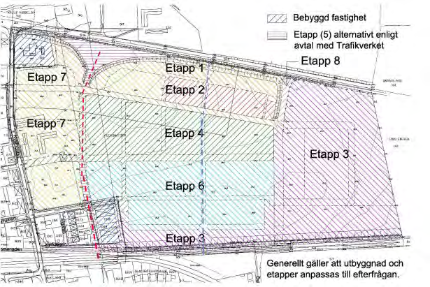 Utbyggnad VA NSVA planerar utbyggnad av VA genom området, sträckningen av denna redovisas i Figur 4. Figur 4 Den streckade blå linje visar den planerade VA-utbyggnaden genom området.