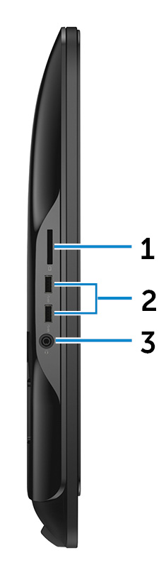 Vänster OBS: Du kan anpassa strömbrytarens funktion i Energialternativ. Mer information finns i Jag och min Dell på www.dell.com/support/manuals.