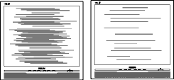 Eliminera de vertikala linjerna med Fler inställningar i "Phase/Clock" (Fas/klocka) i OSD-menyns huvudkontroller. Horisontellt flimmer framträder Tryck på Auto-knappen.