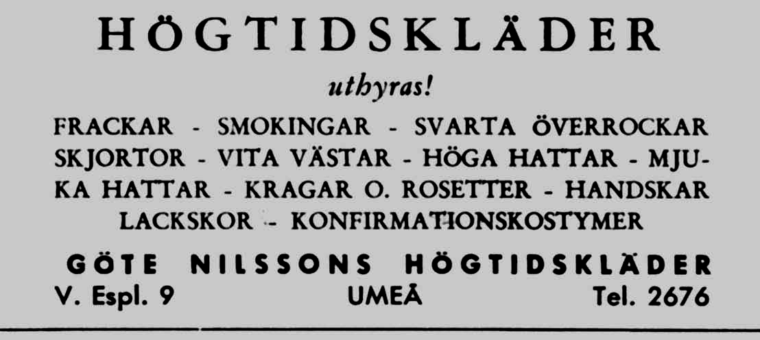 2 Nilssons Skrädderi, Göte V. Esplanaden 9 Tel.