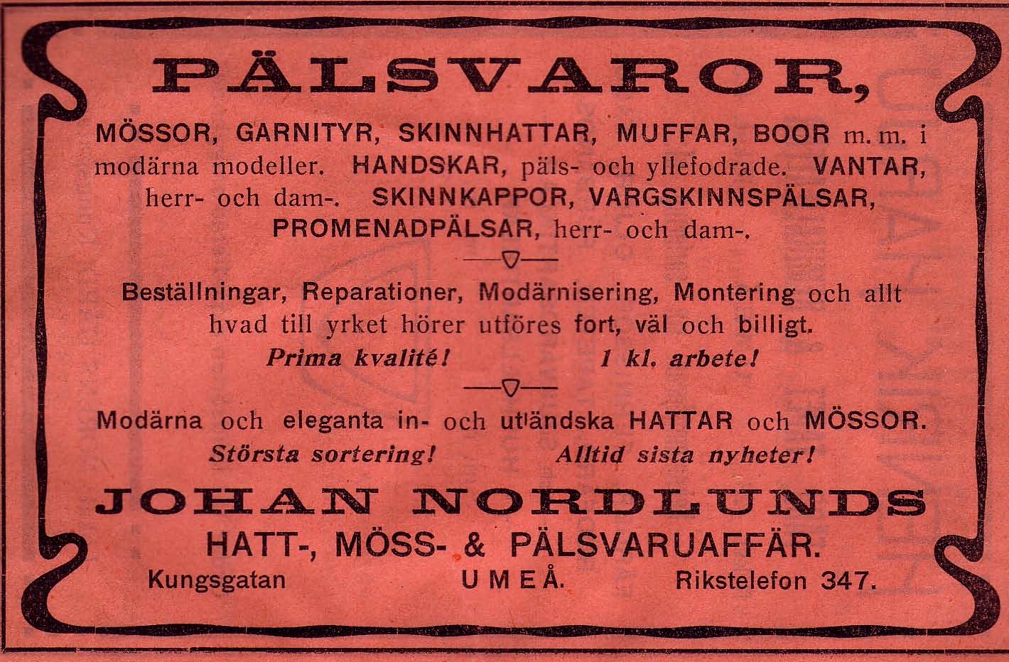 Högtidskläder, Göte V. Esplanaden 9 Tel.