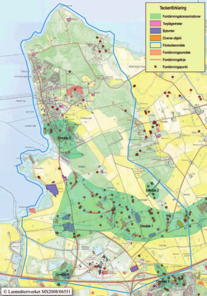 Fornlämningstäta områden Karta från den arkeologiska förstudien som Östergötlands