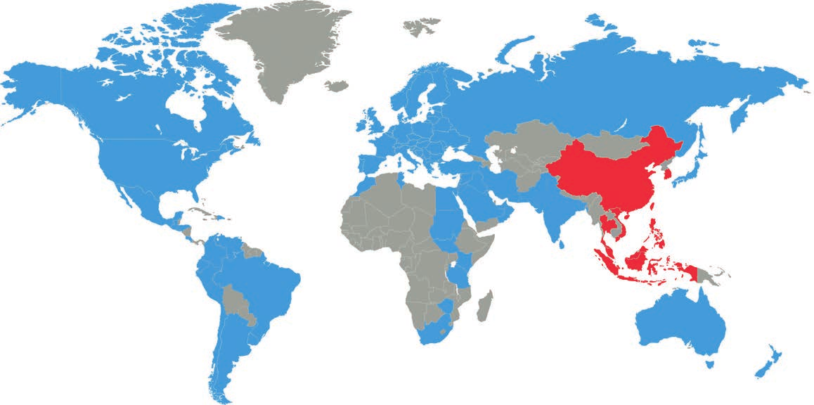 Inom Pacificområdet i Asien representeras