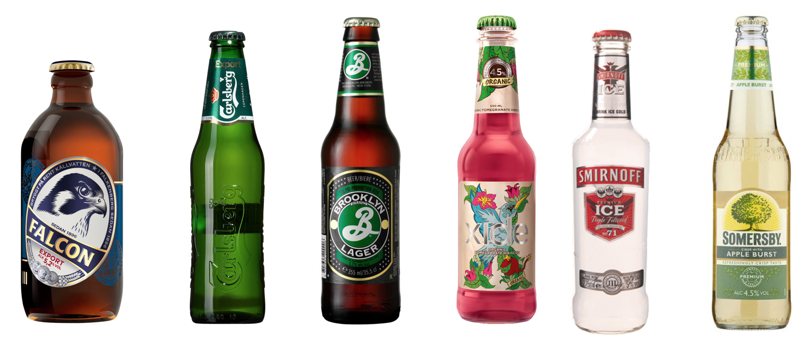 Carlsberg erbjuder sina kunder ett brett utbud av lättöl, mellanöl och starköl från varumärken såsom Falcon, Carlsberg, Kronenbourg, Turborg, Pripps blå, Brooklyn med flera (Carlsberg 4, 2016).