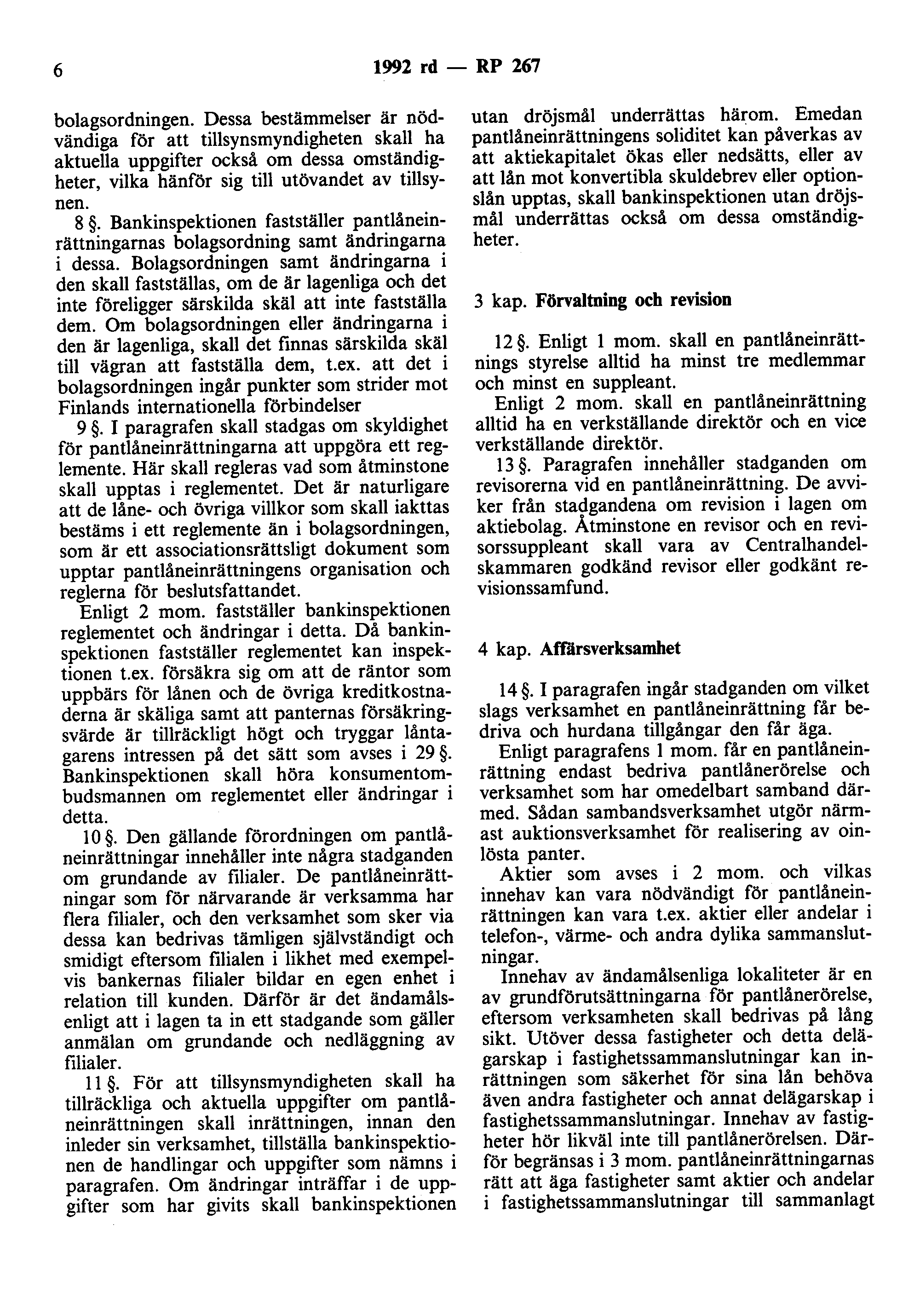 6 1992 rd - RP 267 bolagsordningen.