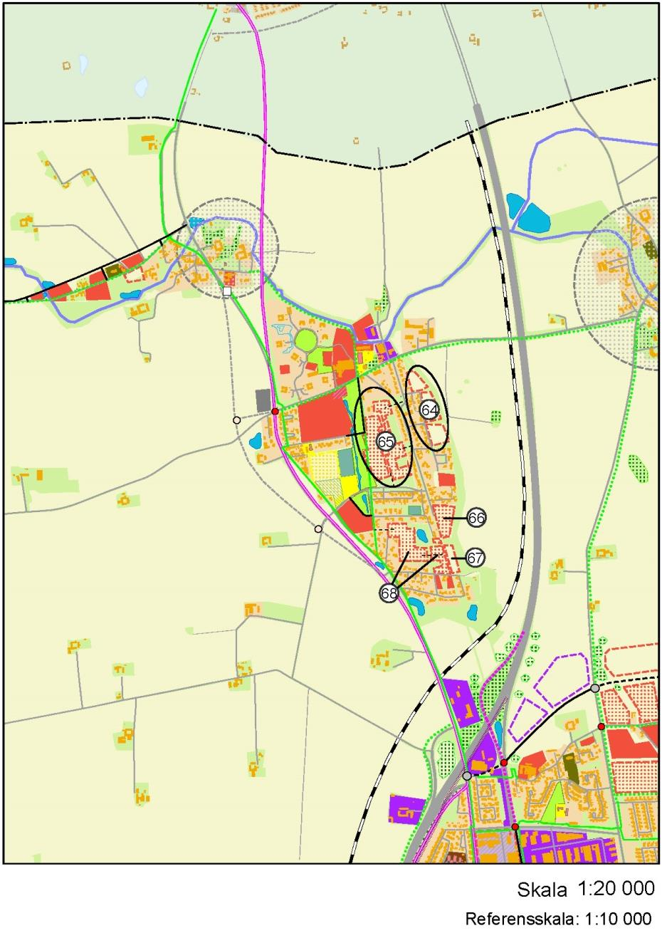 2015-10-30 161 (196) 7.6.3 Översiktsplan Ur ÖP 2010. Skede 1 (fyllda rutor) innebär 0-20 år, skede 2 (prickade rutor) innebär 10-30 år, skede 3 (tomma rutor) innebär 20-40 år.