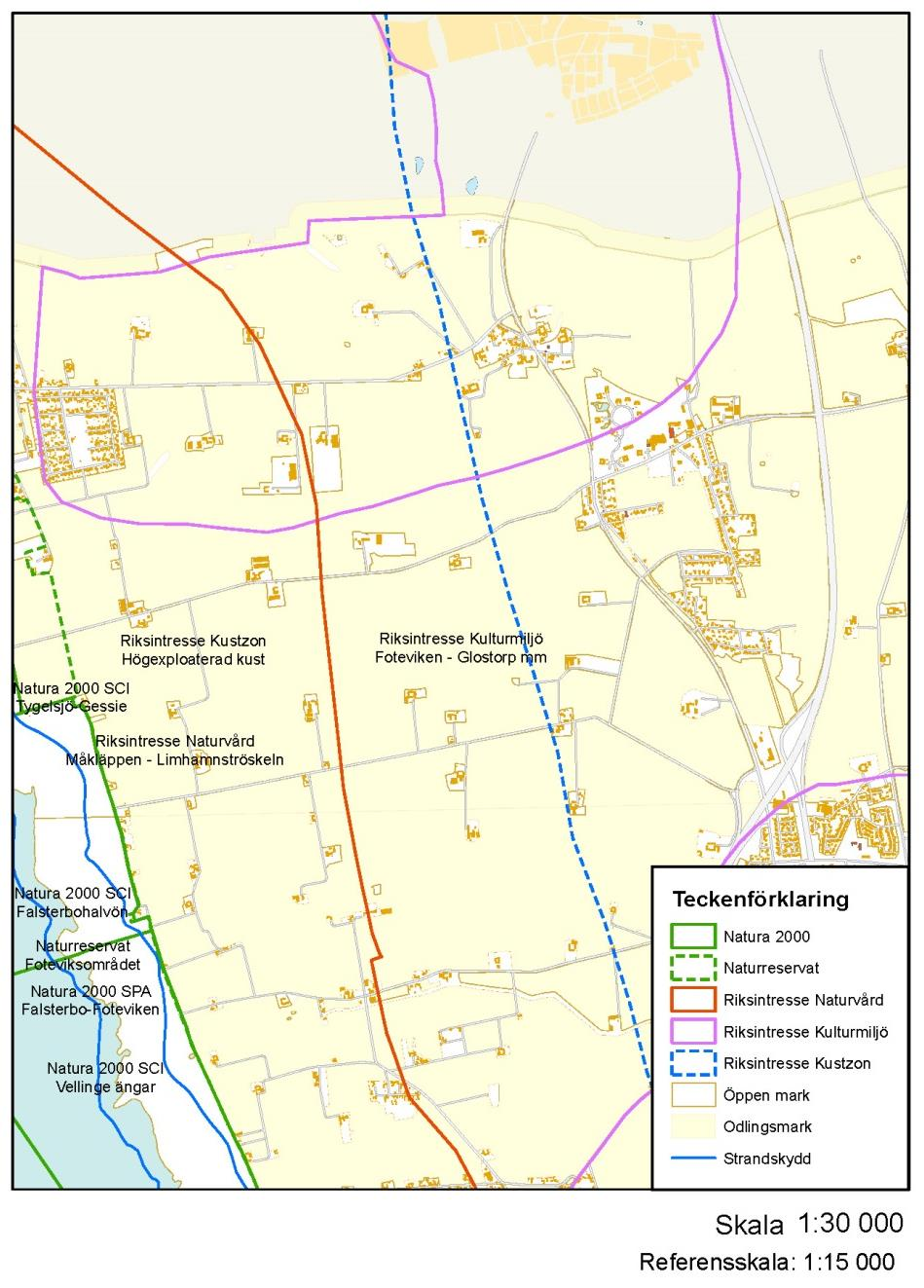 2015-10-30 164 (196) 7.6.5 Restriktioner och jordbruksmark Restriktionskarta Hököpinge. Plan- och exploateringsenheten Peter Åberg 2014-11-28.