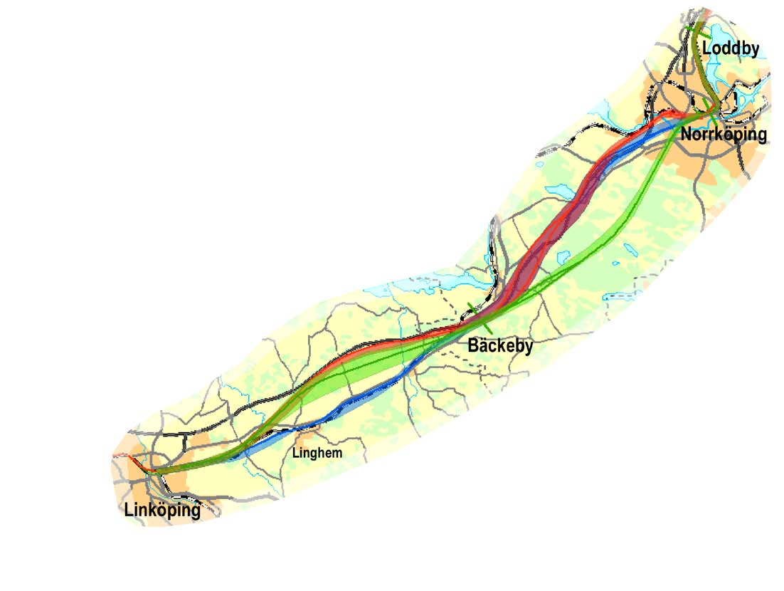 Påverkan på miljön Den nya järnvägen kommer vara ett betydande inslag på sträckan mellan Norrköping och Linköping. I det ofta öppna och flacka landskapet kommer järnvägen att vara väl synlig.