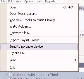 *Faktisk visning varierar beroende på användning Skicka spår och spellistor till enheten 1 Klicka på File (Arkiv) > Send to portable device for the Portable Device Manager (Skicka till bärbar enhet