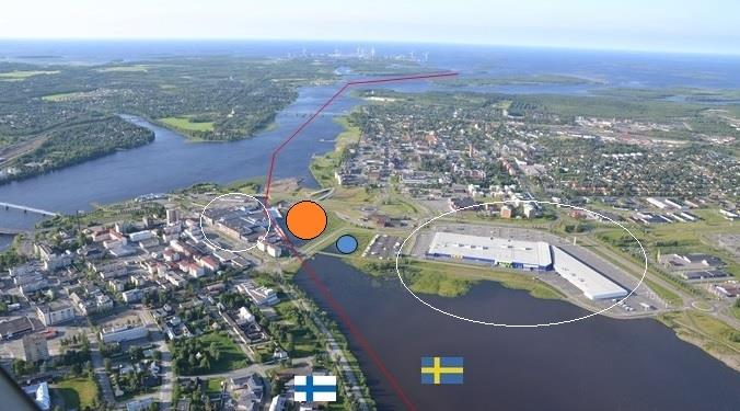 Bild 7. Placering resecentrum (se blå punkt).