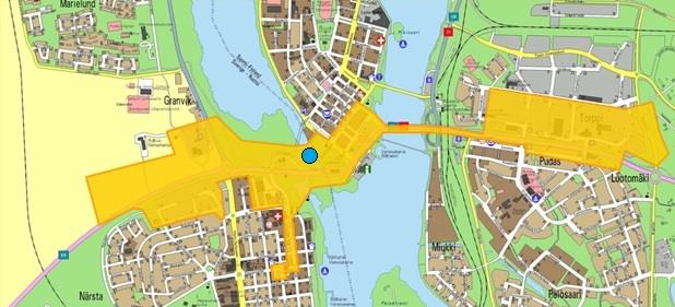 De vita cirklarna indikerar placering av IKEA & Ikano