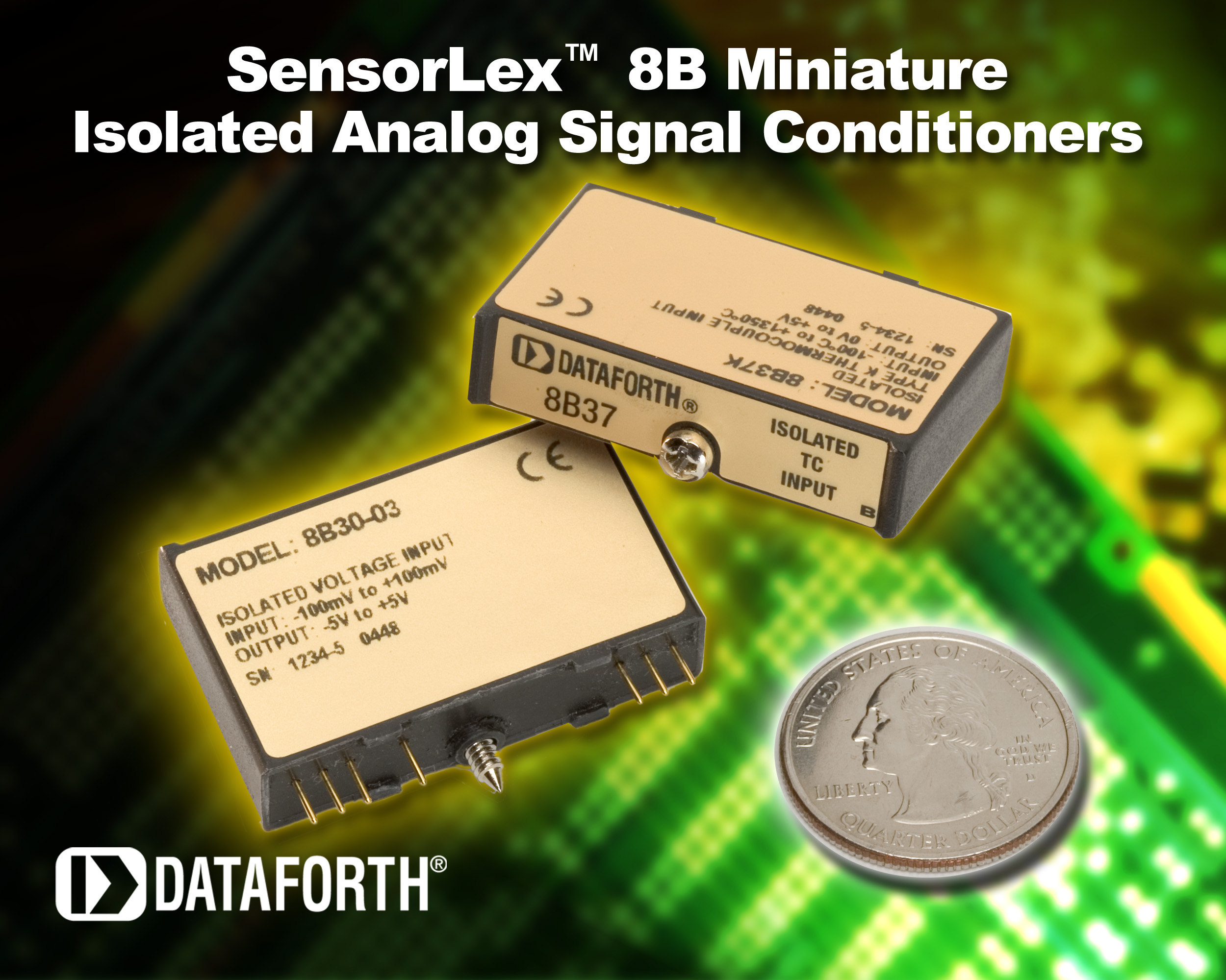 isolynx SLX100 bygger på välkända Dataforth 5B industristandarden för galvanisk isolation och signalkonditionering i processindustri och allmän mätverksamhet.