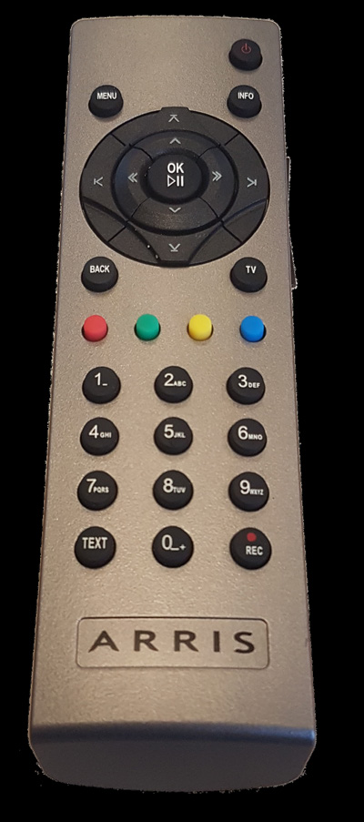 FJÄRRKONTROLL 1. Denna knapp används för att starta IPTV-boxen eller sätta den i viloläge 2. Går till huvudmenyn 3.