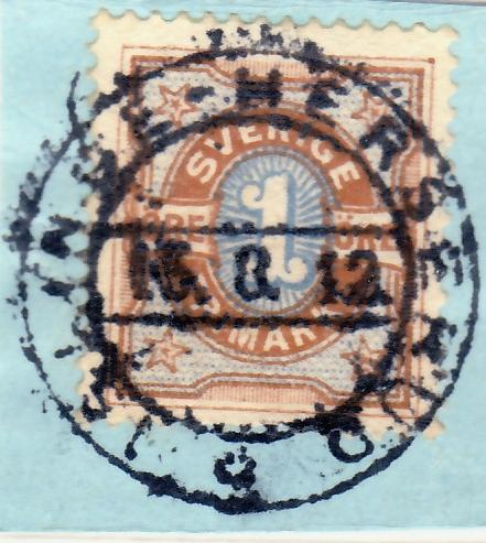 Islinge-Herserud Nst 58p, 15 augusti 1912 Endast två lösa frimärken