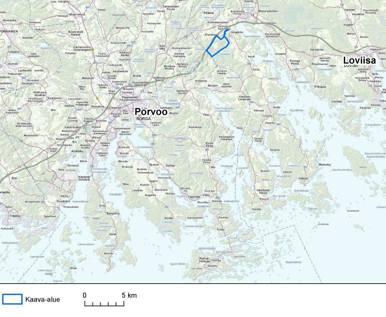 1. INLEDNING Lovisa stad planerar bygga 8 vindkraftverk i närheten av Gammelby i Lovisa nära gränsen till Borgå (figur 1-1).