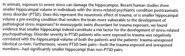 utan PTSD / krigserfarenhet Atrofi av hippocampus hos människa