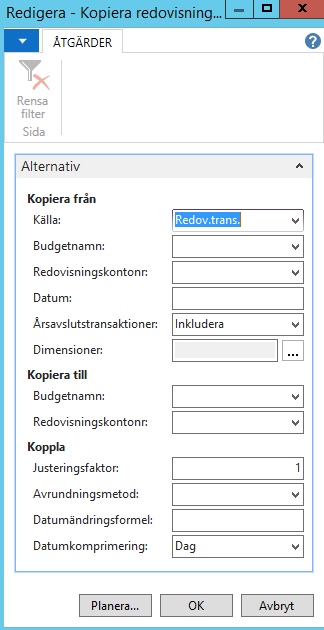 Nu väljs perioden som skall budgeteras. Detta görs via fältet "Visa efter" under fliken Allmänt.