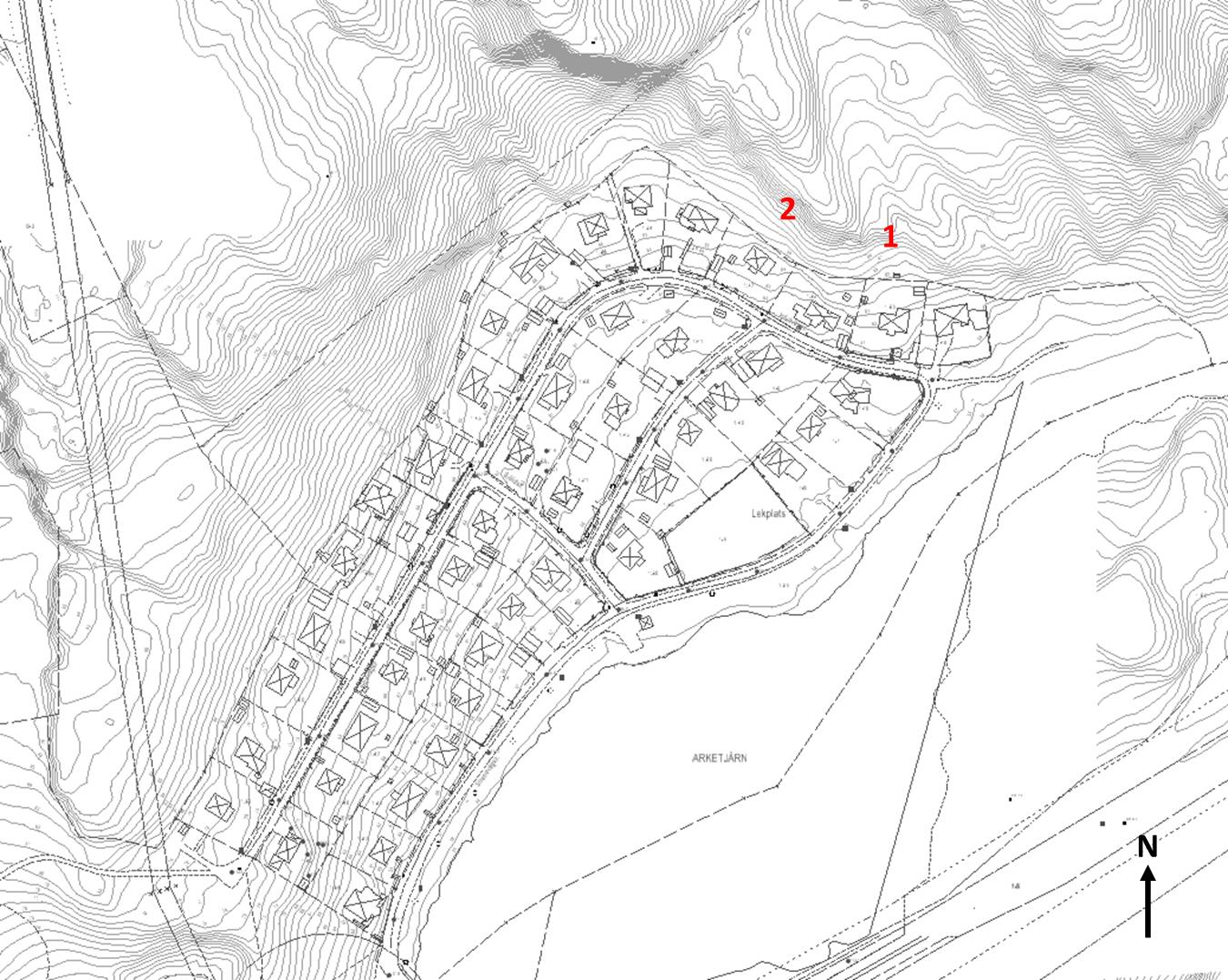 Bilaga 1 Figur 3 Karta över besiktad bergslänt