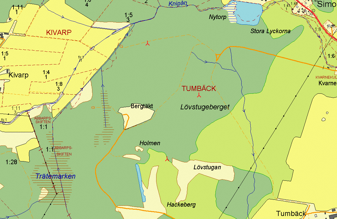 [2] Figur 4 Den tänkta nyetableringen inlagd på fastighetskarta, här kan också ses hur