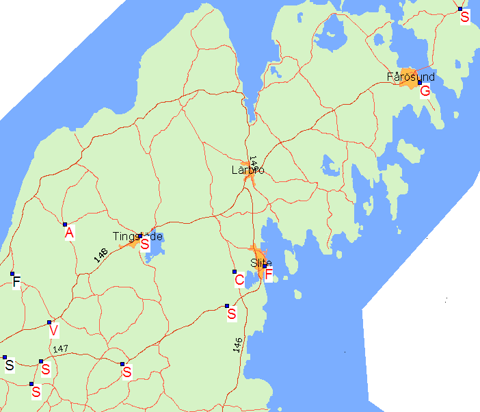 Olycksväg dödsolycka 23-25 2 1 23 24 25 143 147 59 534 616 651 Kung Magnus väg Diagram 14 Vägar dödsolyckor 23-25 (källa Vägverket).