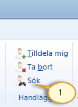 Vill du ta över ett ärende där någon annan är handläggare markerar du ärendet och klickar på Tilldela mig (2).