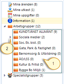 Sida 9/81 6 Hantera arbetsgrupper Arbetsgrupper i Artvise Kundtjänst används för att organisera ärenden utifrån olika roller och deras behov.